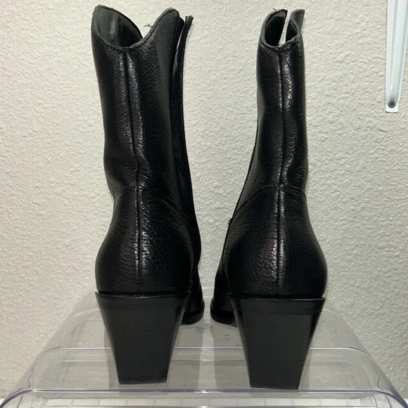 Dolce Vita Valory Black Leather Western Ankle Bootie Boots Pointed Toe Size 8 - Picture 6 of 11